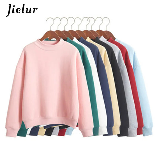 Jielur Wholesale M-XXL Cute Women’s Winter Loose Fleece Sweatshirt – Cozy & Stylish