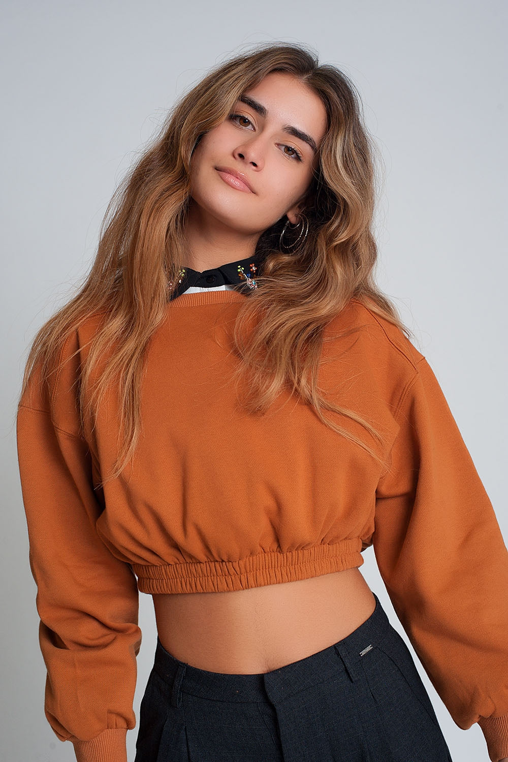 Oversized Cropped Sweatshirt in Camel – Cozy & Trendy Streetwear