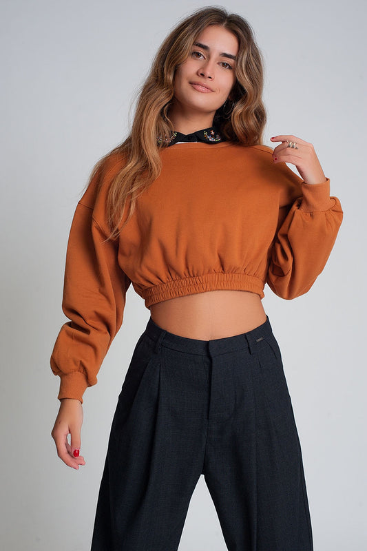 Oversized Cropped Sweatshirt in Camel – Cozy & Trendy Streetwear