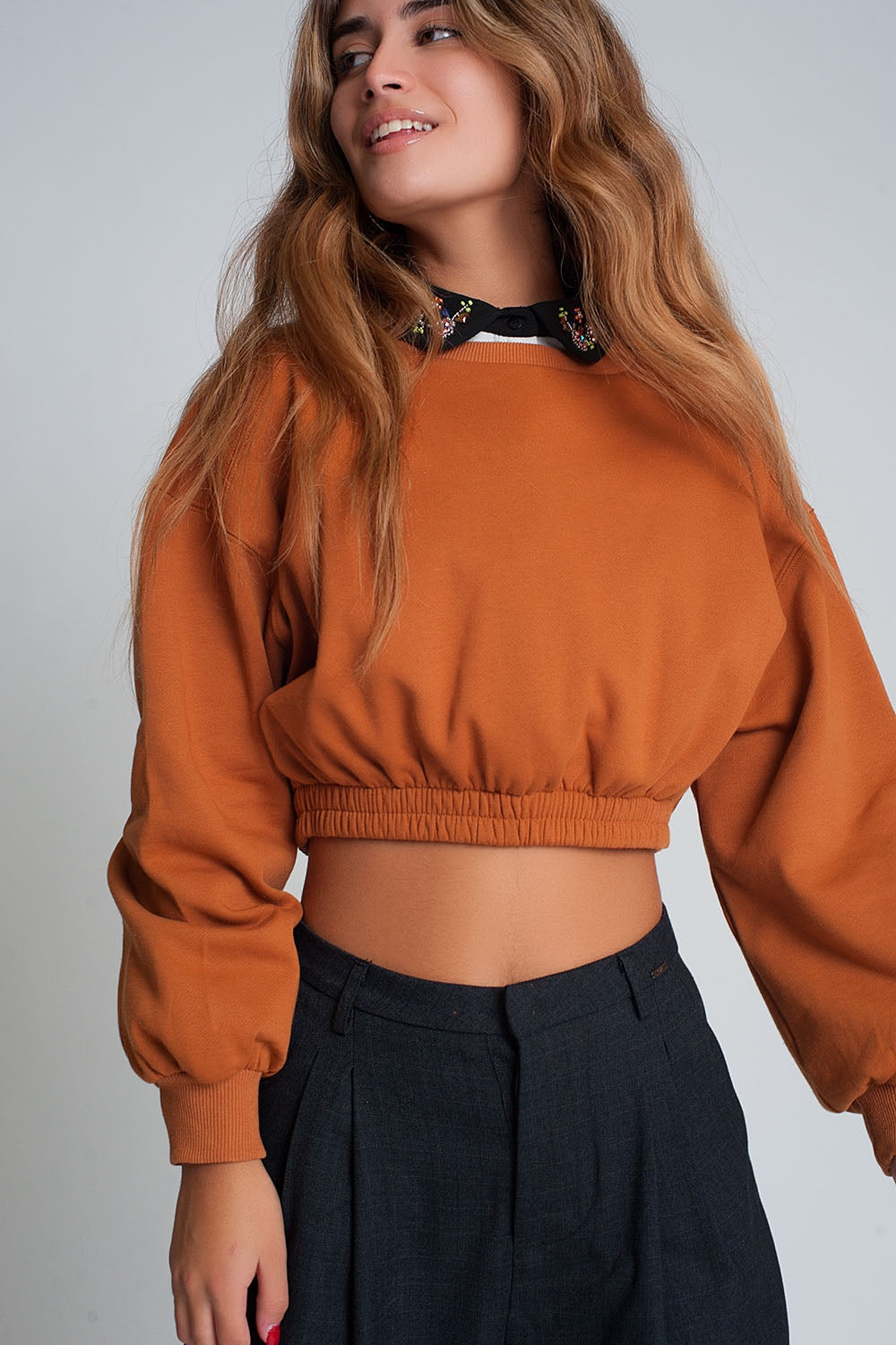 Oversized Cropped Sweatshirt in Camel – Cozy & Trendy Streetwear