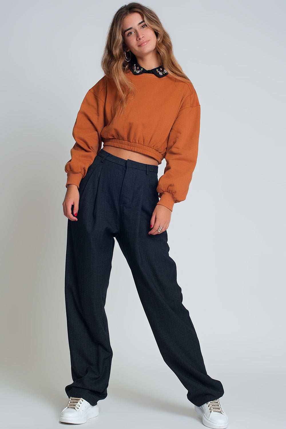 Oversized Cropped Sweatshirt in Camel – Cozy & Trendy Streetwear